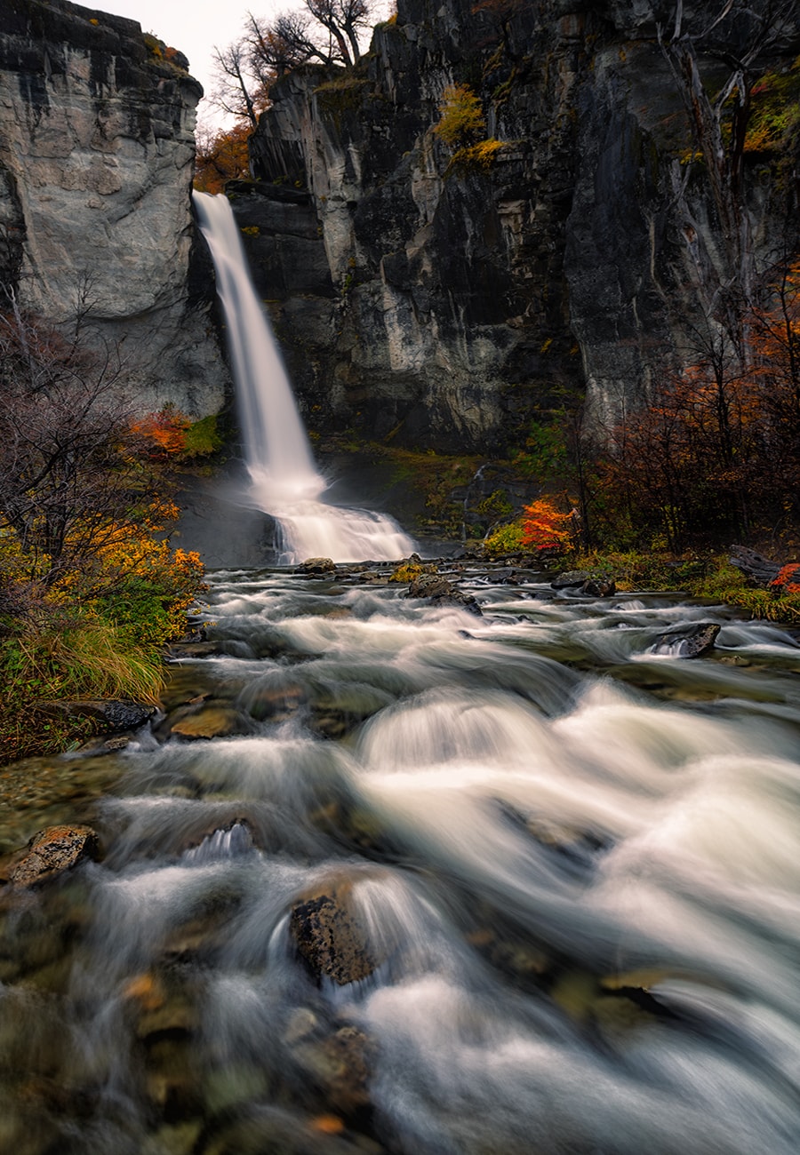 waterfall inside Los glaciers national park